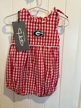 Team Apparel Georgia Bulldogs Red Gingham Baby Bodysuit